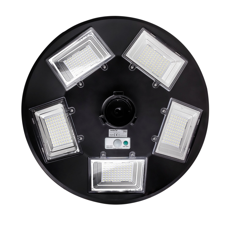 LED Димируема соларна улична лампа със сензор LED/22W/6V 18000 mAh 6500K IP65 черен + дистанционно управление