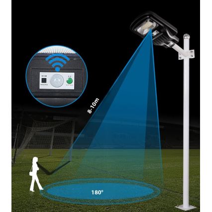 LED Димируема соларна улична лампа със сензор LED/60W/6V 5500 mAh 6500K IP65 черен + дистанционно управление