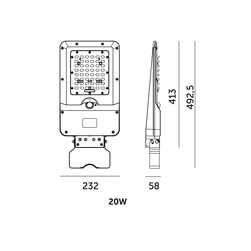LED соларна улична лампа със сензор STREET LED/20W/7,4V 3000/4000/6000K IP65 5400 mAh