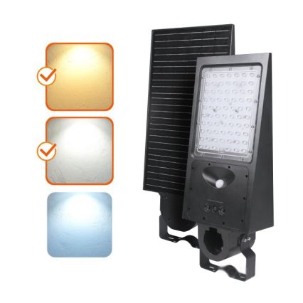 Димируема LED соларна улична лампа със сензор STREET LED/30W/9,6V 3000/4000K 6000 mAh IP65 + дистанционно управление
