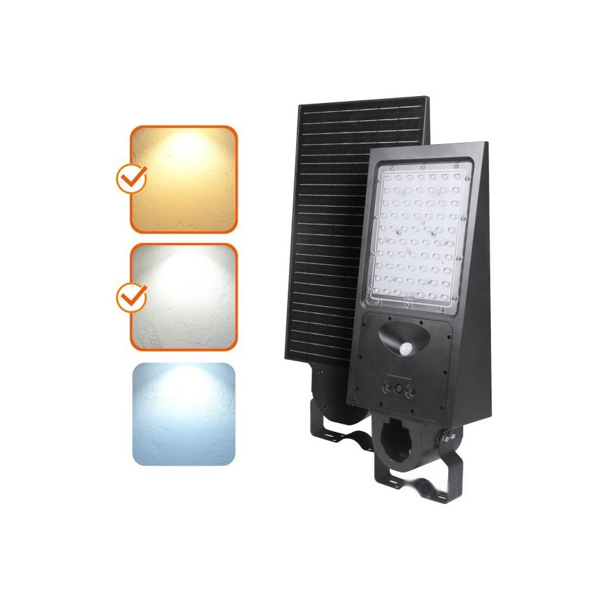 Димируема LED соларна улична лампа със сензор STREET LED/30W/9,6V 3000/4000K 6000 mAh IP65 + дистанционно управление