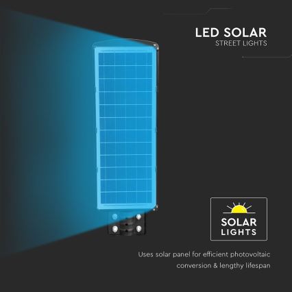 LED регулируема соларна улична лампа с датчик за движение и здрач LED/12W/3,2V 6000K IP65 10000 mAh черна + дистанционно управление