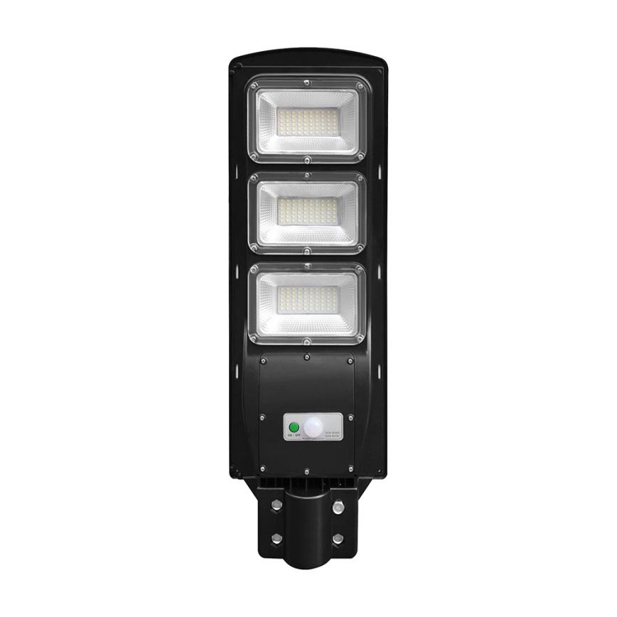LED регулируема соларна улична лампа с датчик за движение и здрач LED/12W/3,2V 6000K IP65 10000 mAh черна + дистанционно управление