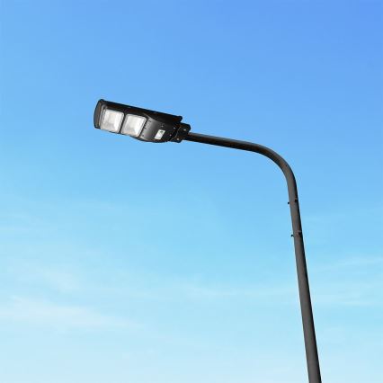 LED регулируема соларна улична лампа с датчик за движение и здрач LED/8W/3,2V 6000K IP65 9000 mAh черна + дистанционно управление