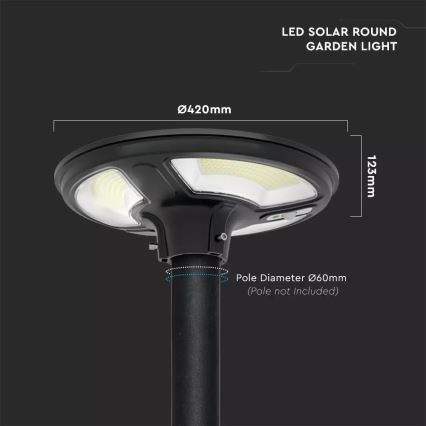 LED соларна улична лампа със сензор LED/7,5W/3,2V IP65 4000K 15000 mAh + дистанционно управление