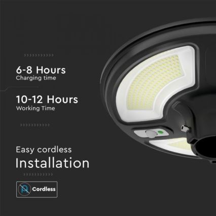 LED Соларна улична лампа със сензор LED/10W/3,2V IP65 4000K 15000 mAh + дистанционно управление