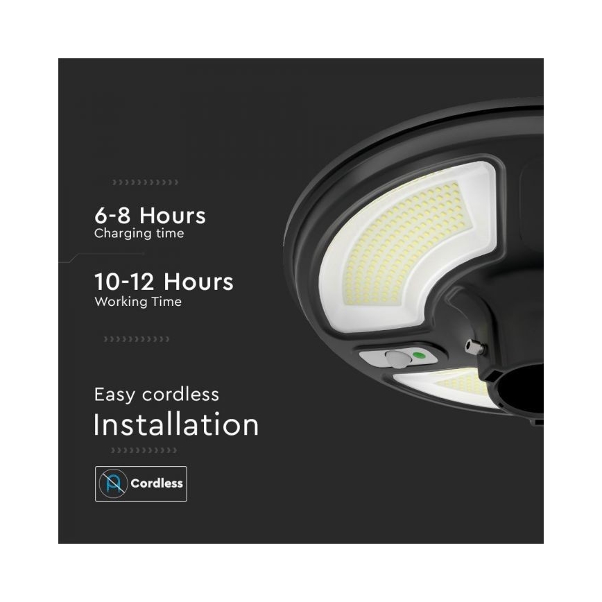 LED Соларна улична лампа със сензор LED/10W/3,2V IP65 4000K 15000 mAh + дистанционно управление