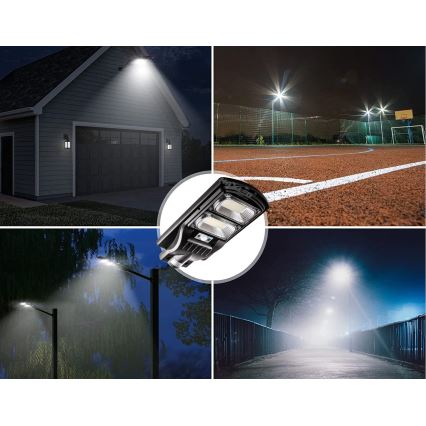 LED Димируема соларна улична лампа със сензор LED/120W/6V 6500K IP65 черен + дистанционно управление