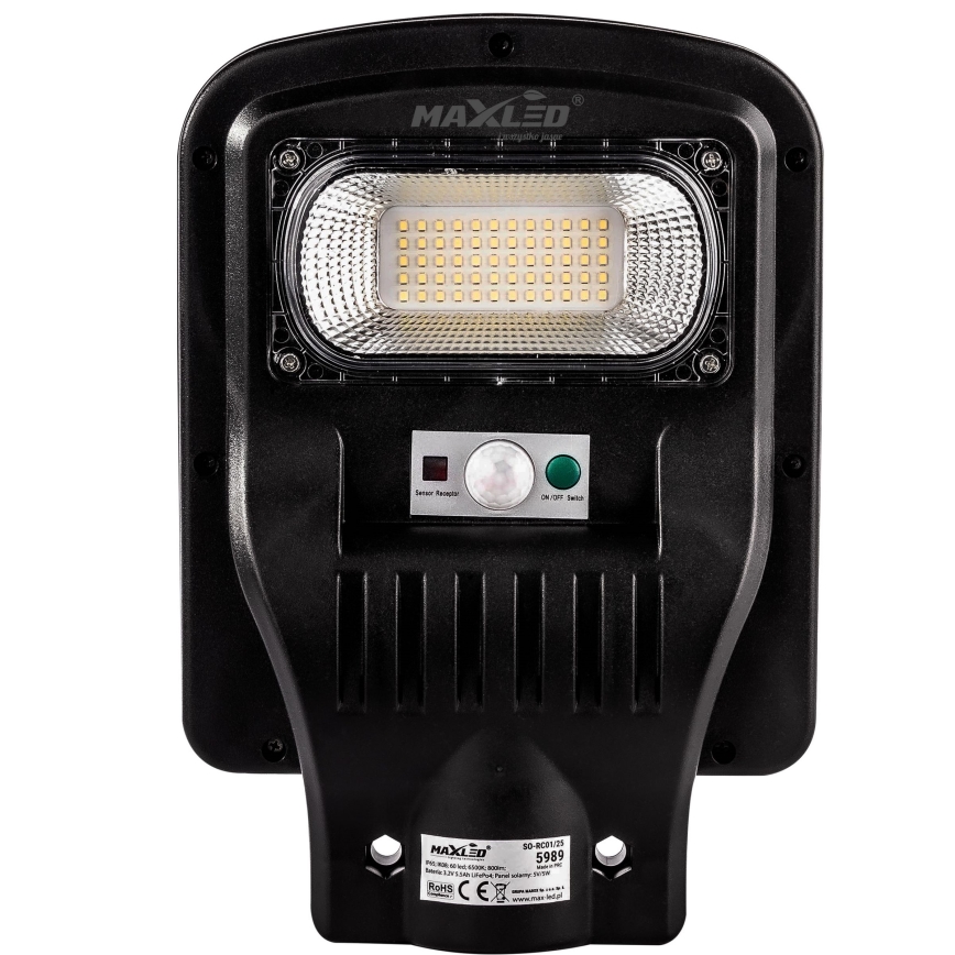 LED Димируема соларна улична лампа със сензор LED/150W/6V 6500K IP65 черен + дистанционно управление