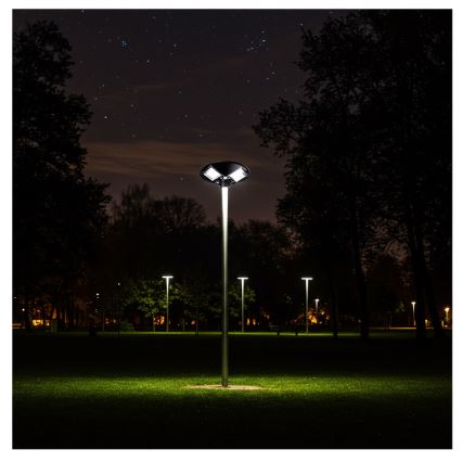 LED Димируема соларна улична лампа със сензор LED/15W/6V 11000 mAh 6500K IP65 черен + дистанционно управление