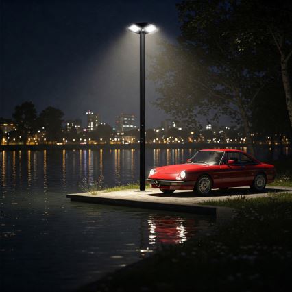 LED Димируема соларна улична лампа със сензор LED/15W/6V 11000 mAh 6500K IP65 черен + дистанционно управление