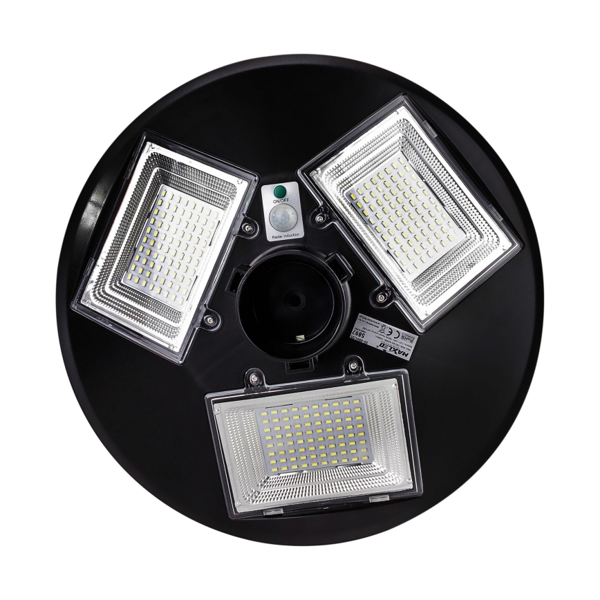 LED Димируема соларна улична лампа със сензор LED/15W/6V 11000 mAh 6500K IP65 черен + дистанционно управление