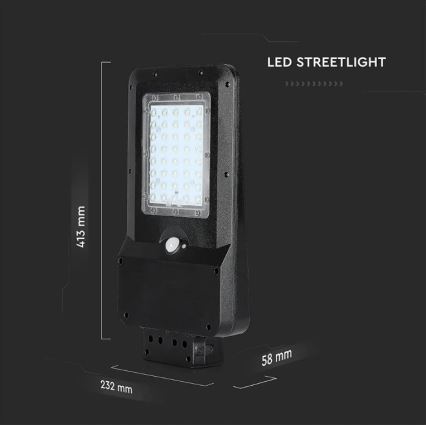LED Соларна улична лампа със сензор LED/15W/7,4V 4000K IP65 10800 mAh