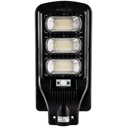 LED Димируема соларна улична лампа със сензор LED/180W/6V 6500K IP65 черен + дистанционно управление