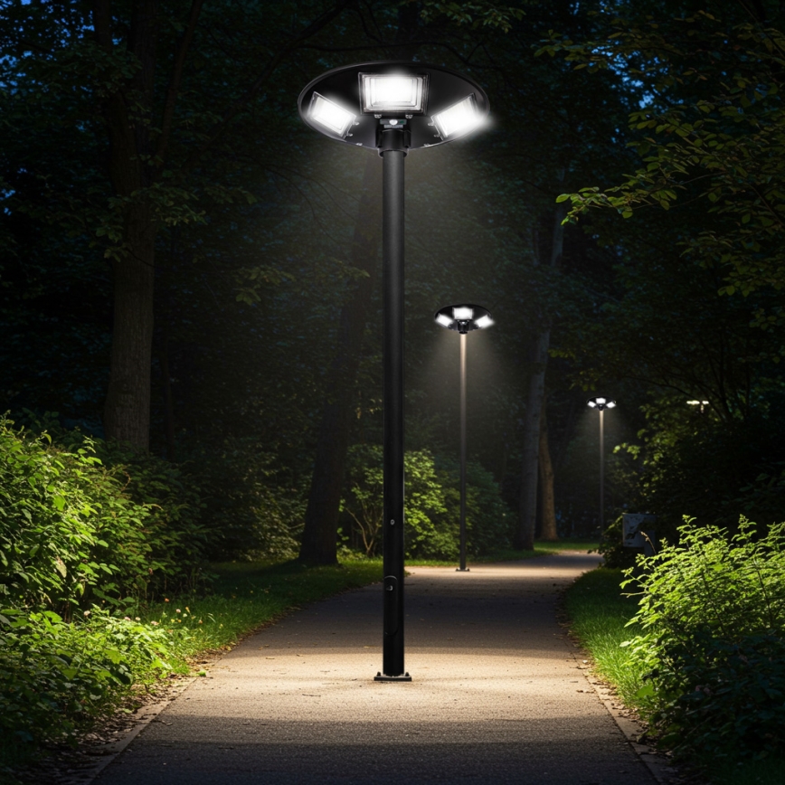 LED Димируема соларна улична лампа със сензор LED/22W/6V 18000 mAh 6500K IP65 черен + дистанционно управление
