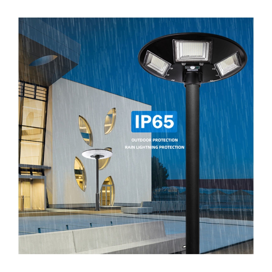 LED Димируема соларна улична лампа със сензор LED/22W/6V 18000 mAh 6500K IP65 черен + дистанционно управление