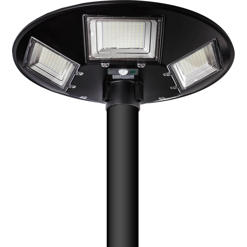 LED Димируема соларна улична лампа със сензор LED/22W/6V 18000 mAh 6500K IP65 черен + дистанционно управление