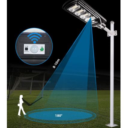 LED Димируема соларна улична лампа със сензор LED/240W/6V 6500K IP65 черен + дистанционно управление
