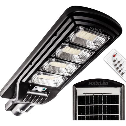 LED Димируема соларна улична лампа със сензор LED/240W/6V 6500K IP65 черен + дистанционно управление