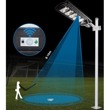 LED Димируема соларна улична лампа със сензор LED/300W/6V 6500K IP65 черен + дистанционно управление