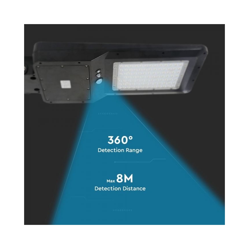 LED Соларна улична лампа със сензор LED/40W/9,6V IP65 6000K 12000 mAh + дистанционно управление