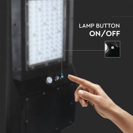 LED Соларна улична лампа със сензор LED/40W/9,6V IP65 6000K 12000 mAh + дистанционно управление