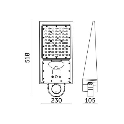 Димируема LED соларна улична лампа със сензор STREET LED/30W/9,6V 3000/4000K 6000 mAh IP65 + дистанционно управление