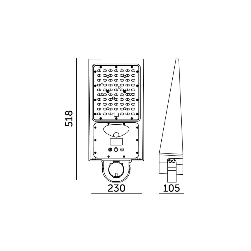 Димируема LED соларна улична лампа със сензор STREET LED/30W/9,6V 3000/4000K 6000 mAh IP65 + дистанционно управление