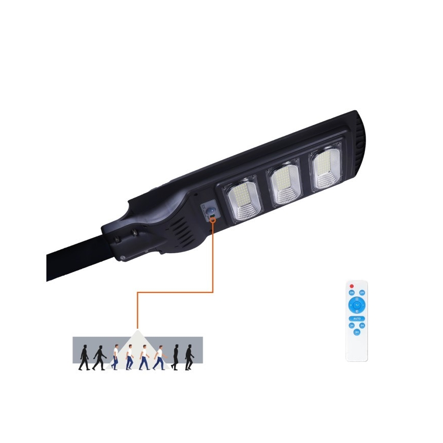 LED Димируема соларна улична лампа със сензор за движение и здрач URBI LED/8W/3,2V 6500K IP54 10000 mAh + дистанционно управление