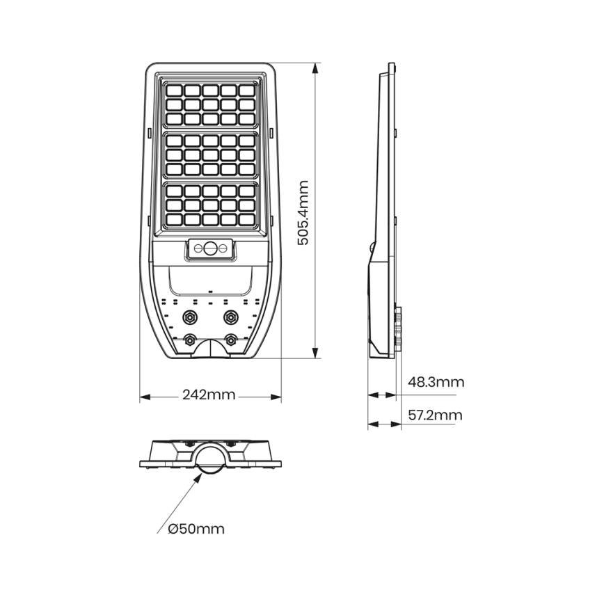 LED Соларна улична лампа VIA 100W/10000 mAh 3,2V 6000K IP65 + дистанционно