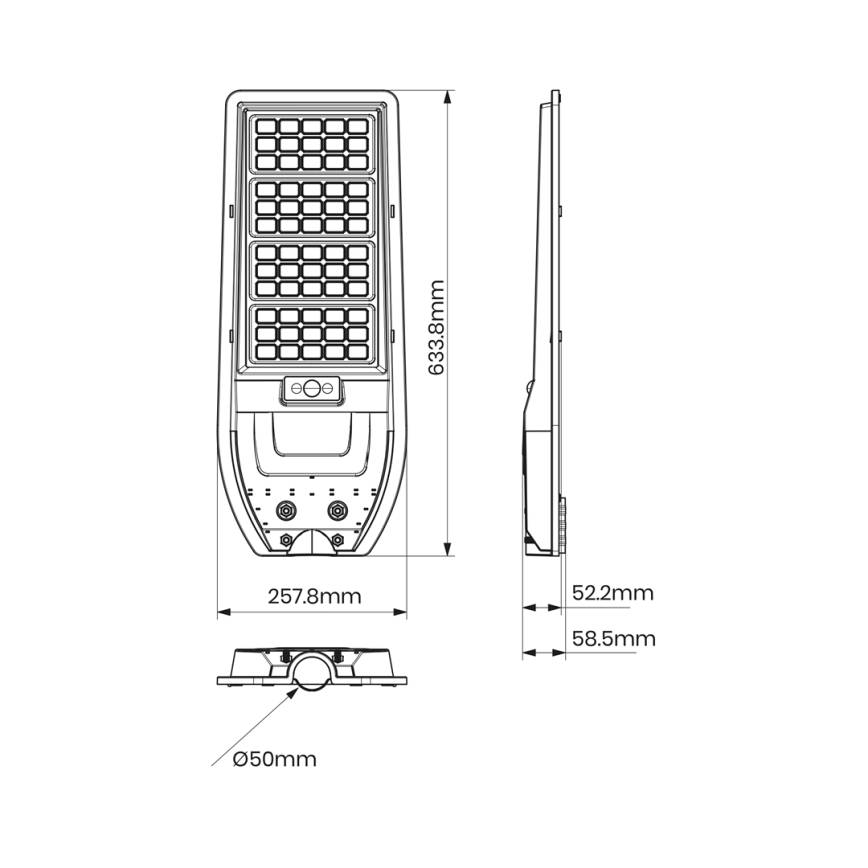 LED Соларна улична лампа VIA 150W/15000 mAh 3,2V 6000K IP65 + дистанционно