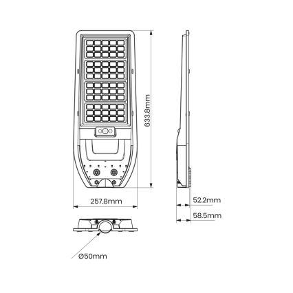 LED соларна улична лампа VIA 150W/15000 mAh 3,2V 6000K IP65 + дистанционно управление