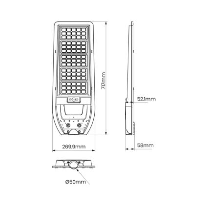 LED соларна улична лампа VIA 200W/20000 mAh 3,2V 6000K IP54 + дистанционно управление