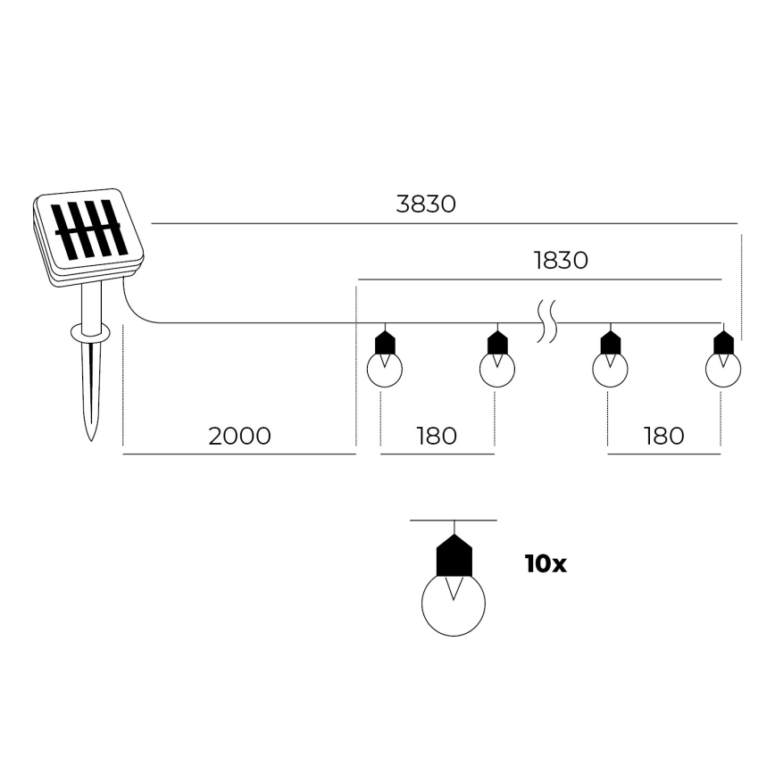 LED Соларна верига 10xLED/0,12W/1,2V 1xAA IP44 6000K