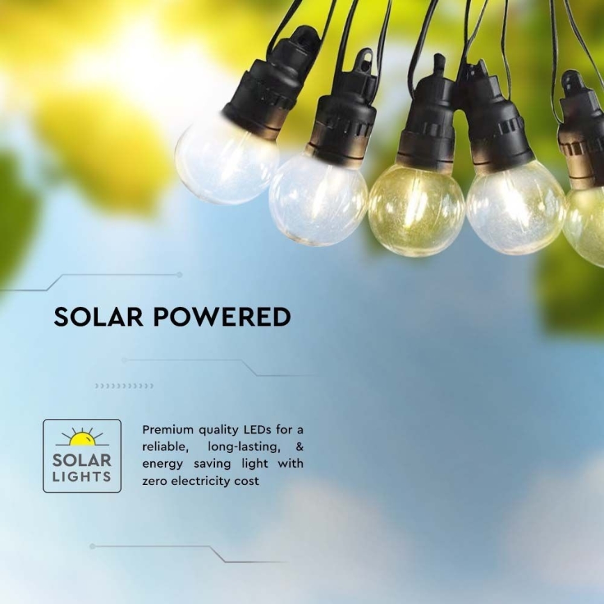LED Соларна верига 10xLED/0,5/4,5V 12 m 3000K IP44 1200 mAh + дистанционно управление