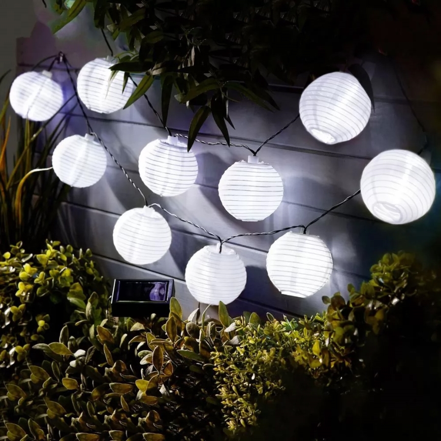 LED Соларна верига 10xLED/1,2V 300mAh 3,7m IP44 студено бяло