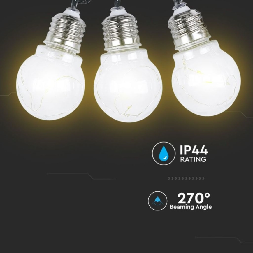 LED Соларна верига 10xLED/1W/1,2V 2 мIP44 3000K