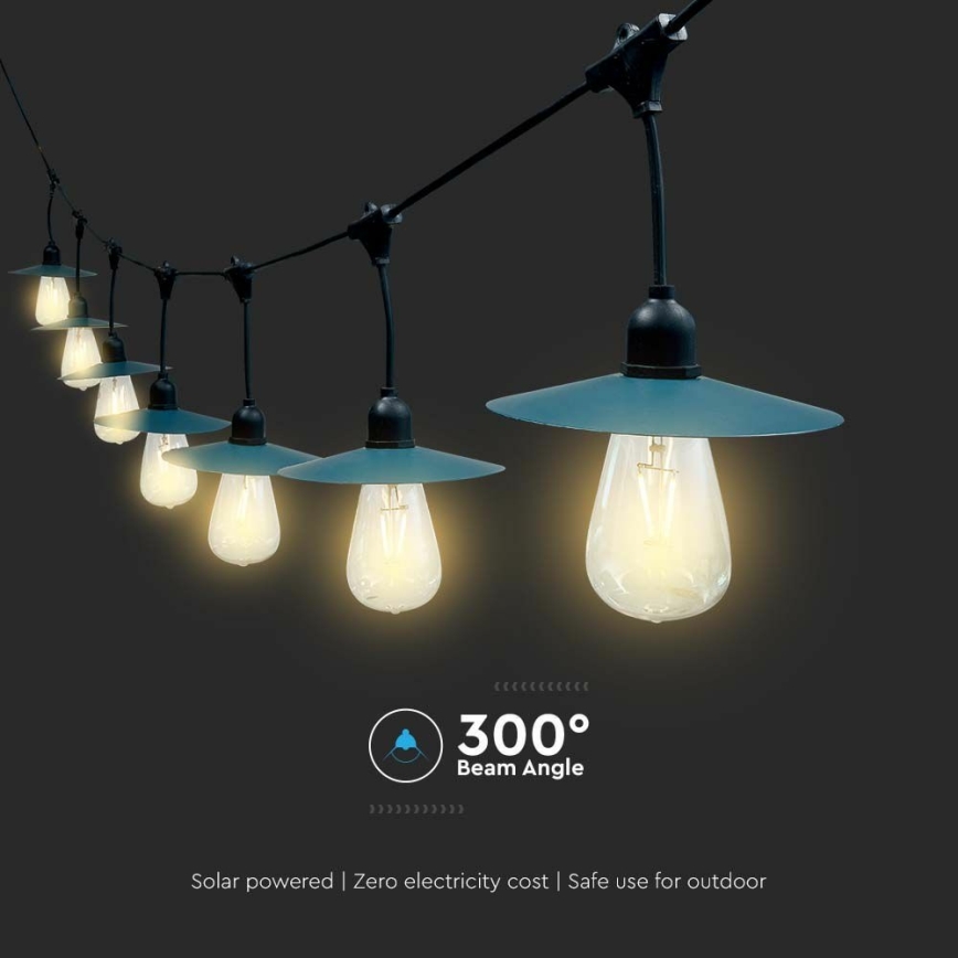 LED Соларна верига 15xLED/0,2W/3,7V 15,6 м 3000K IP44
