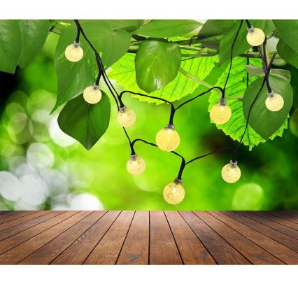 LED Соларна верига 30xLED/8 функции 300 mAh 4,9m IP44 топло бяло