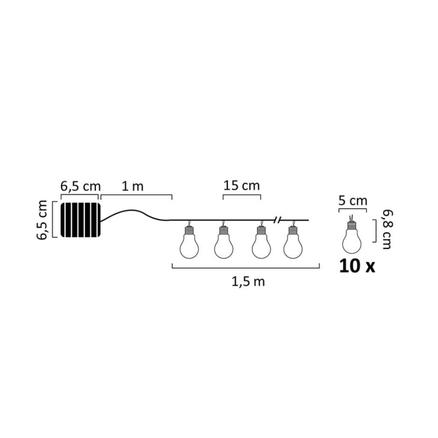 LED соларна верига PARTY 10xLED/1,2V 400 mAh IP44