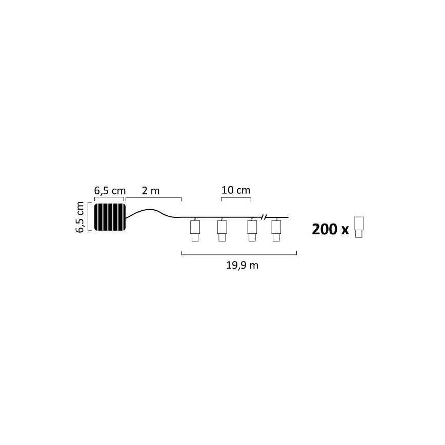 LED Соларна верига SHINE 200xLED/1,2V 600 mAh 21,9 m IP44