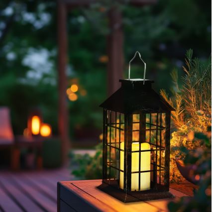 LED Соларна висяща лампа LED/0,02W/1,2V 1xAA 2700K IP44 200 mAh черен