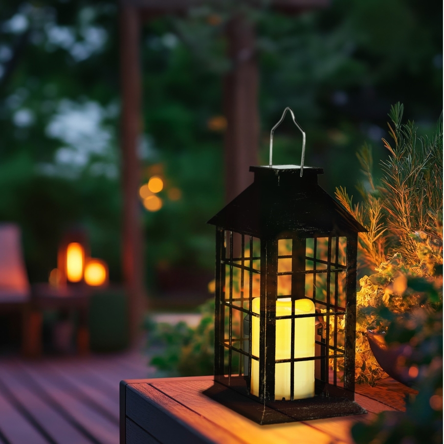 LED Соларна висяща лампа LED/0,02W/1,2V 1xAA 2700K IP44 200 mAh черен