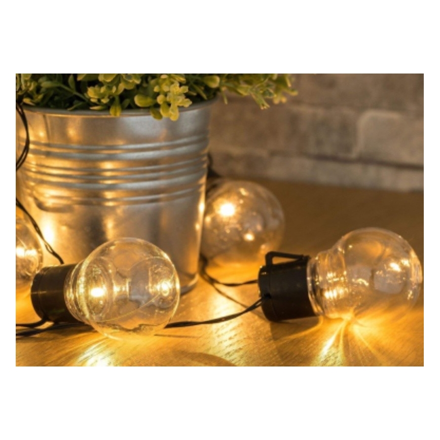 LED Соларни лампички 10xLED/2м IP44 топло бели