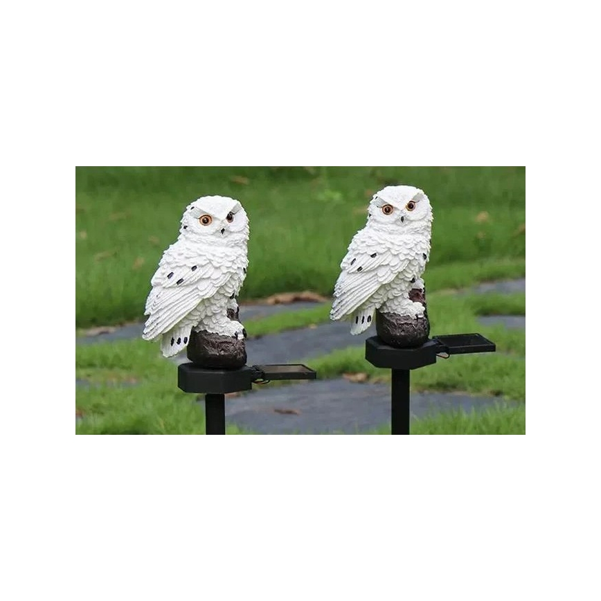 LED соларно декоративно осветително тяло с вграден сензор 6xLED/1,2V 3000K 40 см 600 mAh IP44 сова