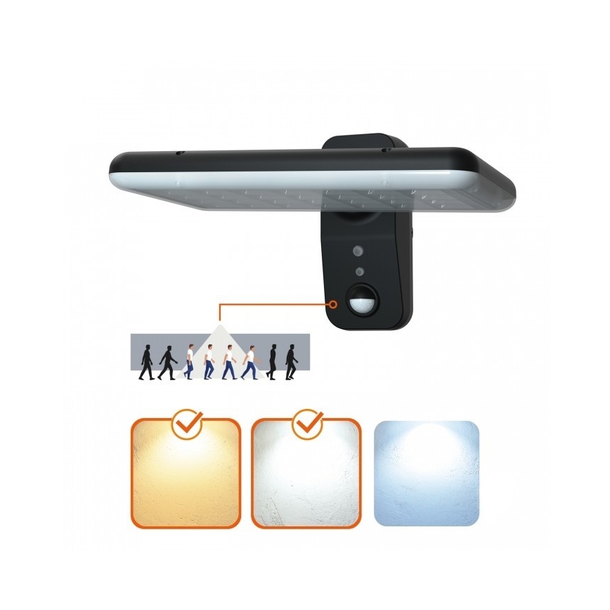 LED соларно стенно осветително тяло със сензор PHOENIX LED/15W/3,2V 3000/4000K IP65 6000 mAh