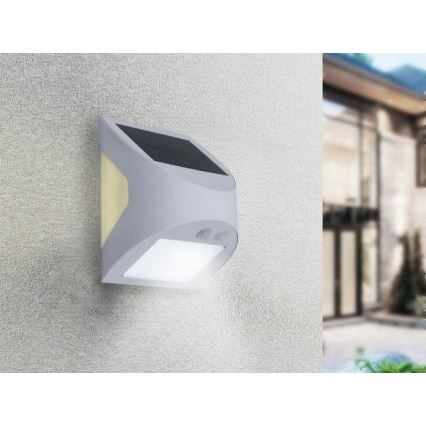 Соларна LED стенна лампа със сензор LED/3W/3,7V 3000/4000K 1200 mAh IP54 бяла