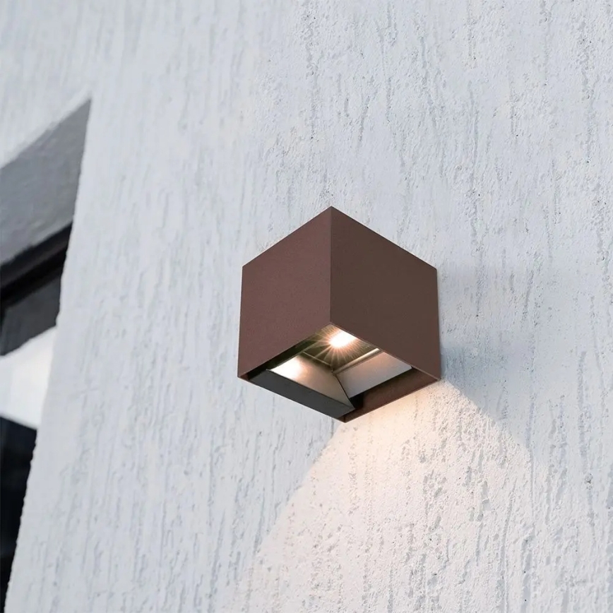 Соларно стенно LED осветително тяло с вграден сензор LED/9W/3,7V 3000/4000/5000K IP65 2600 mAh кафяво