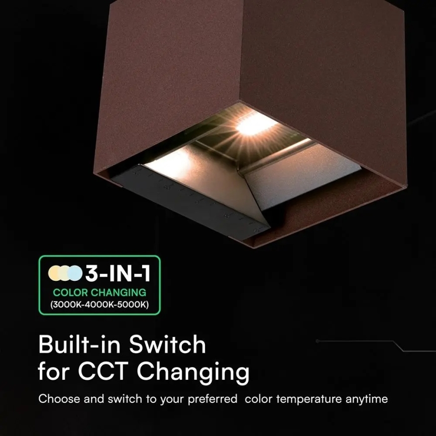 Соларно стенно LED осветително тяло с вграден сензор LED/9W/3,7V 3000/4000/5000K IP65 2600 mAh кафяво