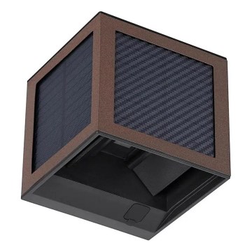 LED соларно стенно осветително тяло със сензор LED/9W/3,7V 3000/4000/6000K IP65 2600 mAh кафяво